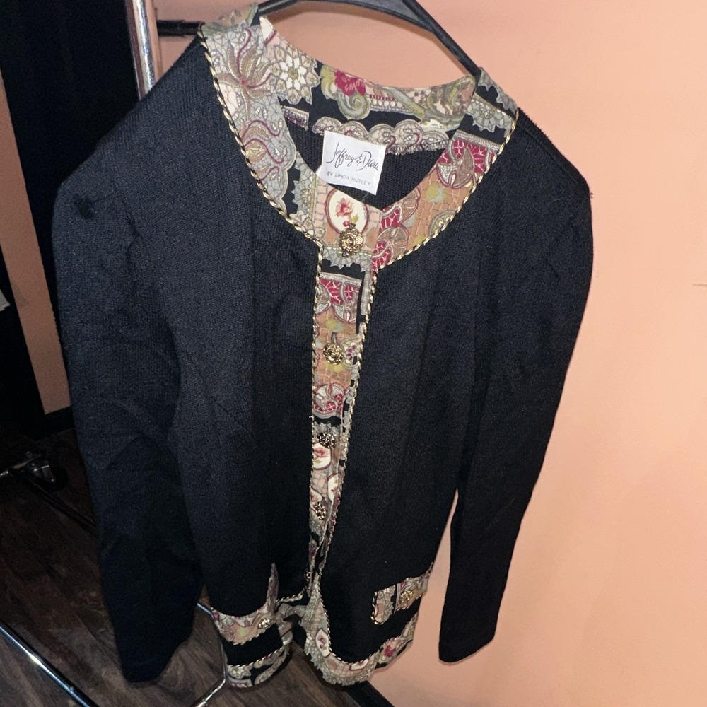 Jeffrey & Dara Women's M Black Wool Mid-Length Lined Button Front Jacket